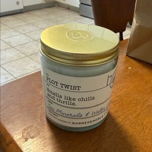 Barnes & Noble Gold-Lid Glass Candle with Blue Label